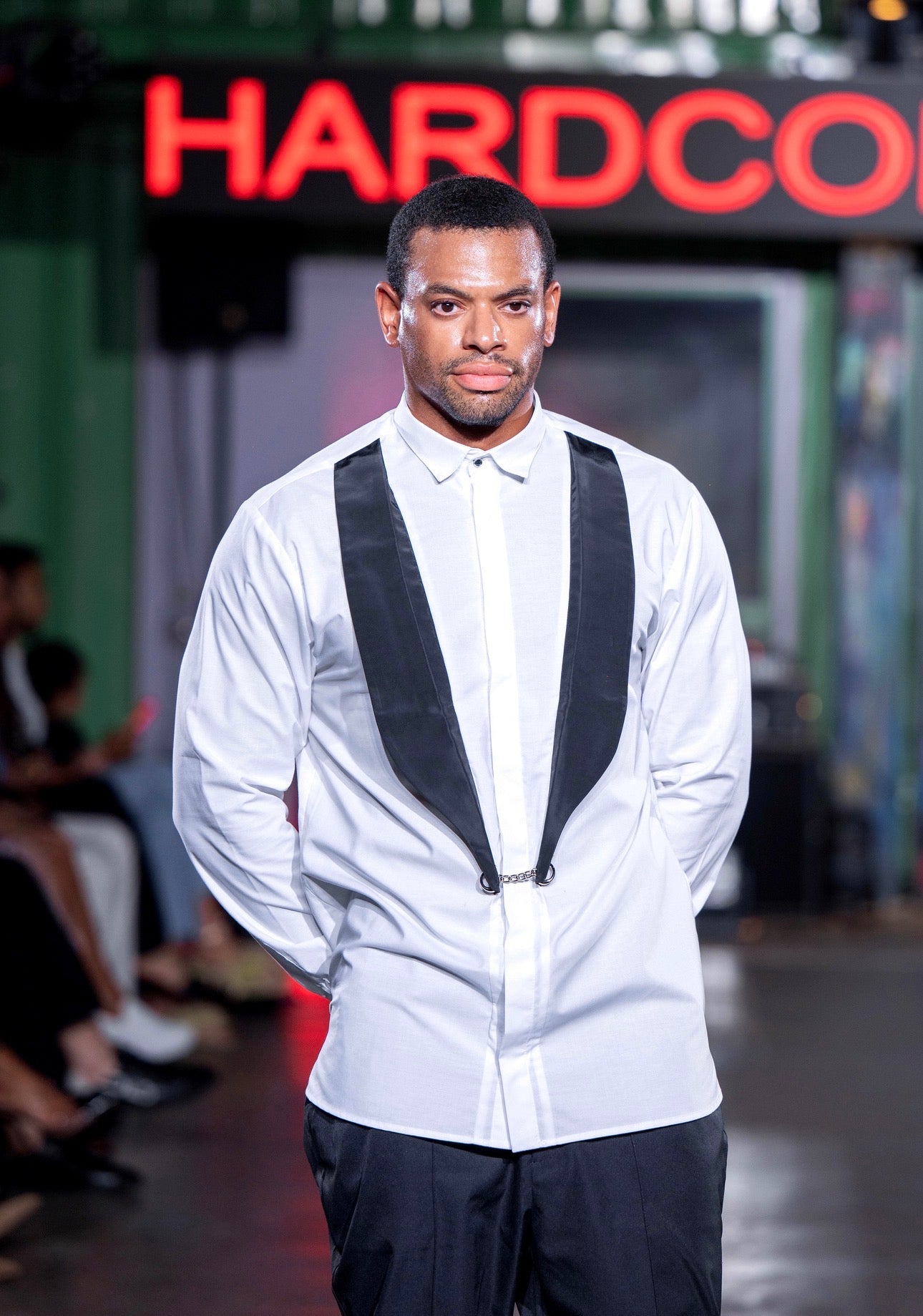 Smoking Contrast Lapel White Shirt