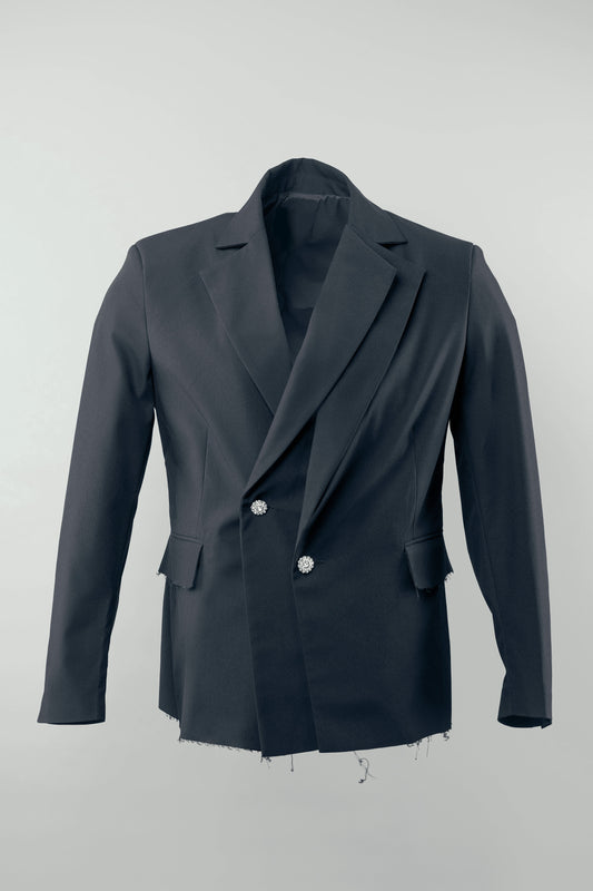The Laureate Asymmetrical Black Suit Jacket