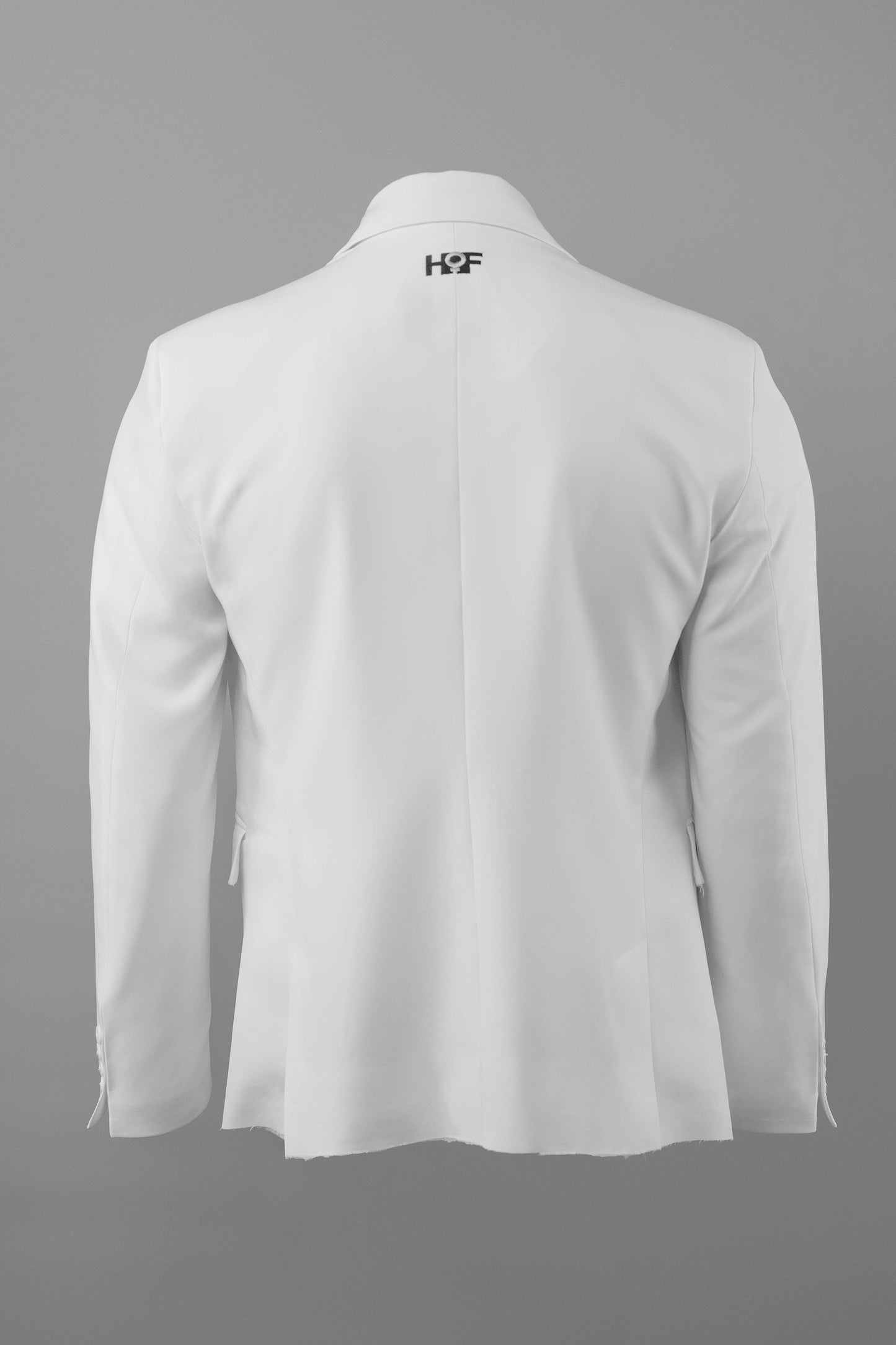 The Laureate Asymmetrical White Suit Jacket