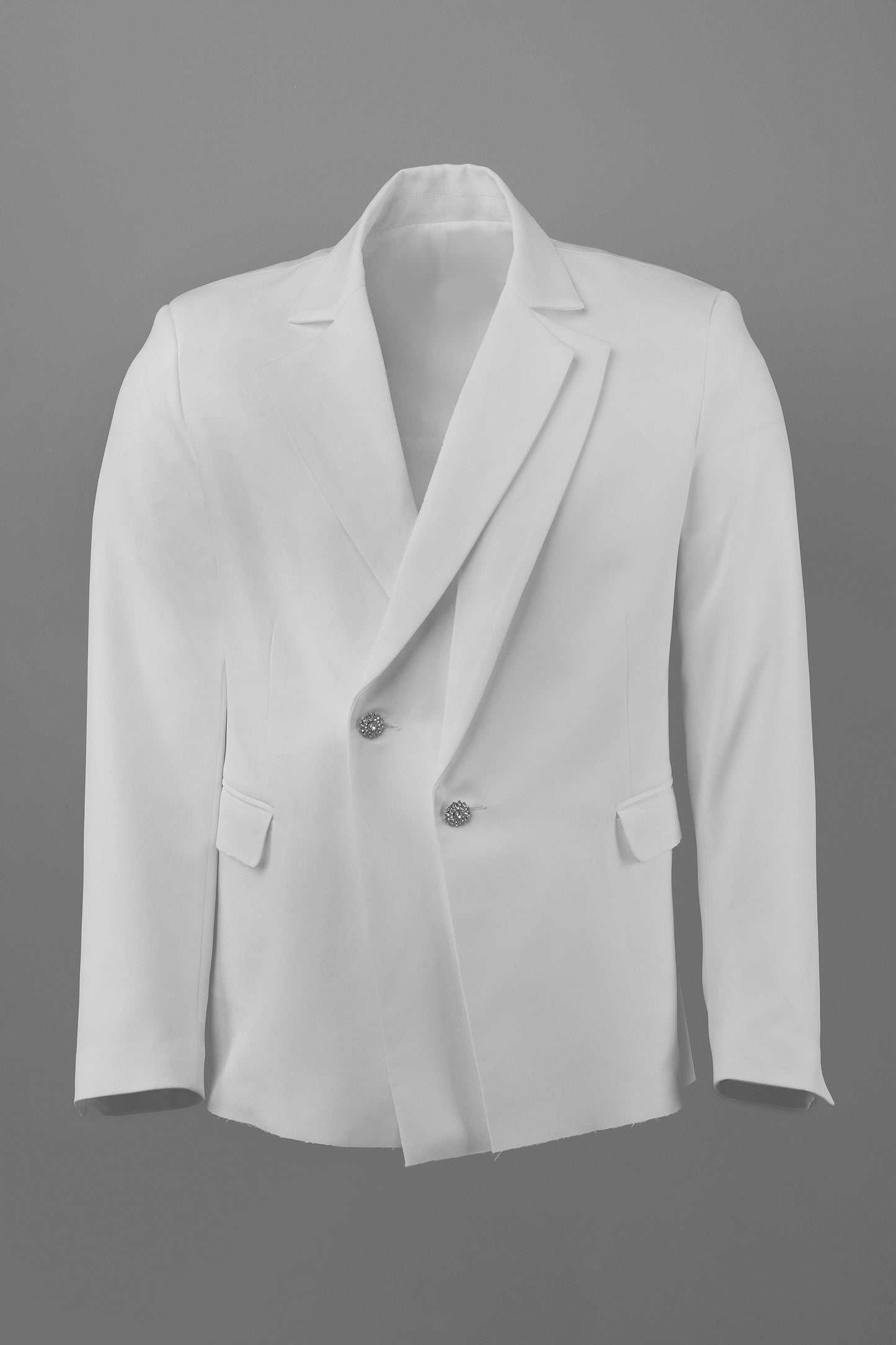The Laureate Asymmetrical White Suit Jacket