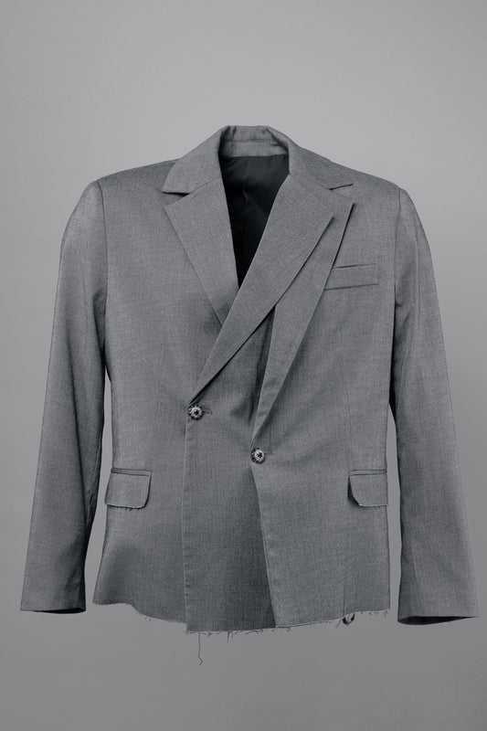 The Laureate Asymmetrical Grey Suit Jacket
