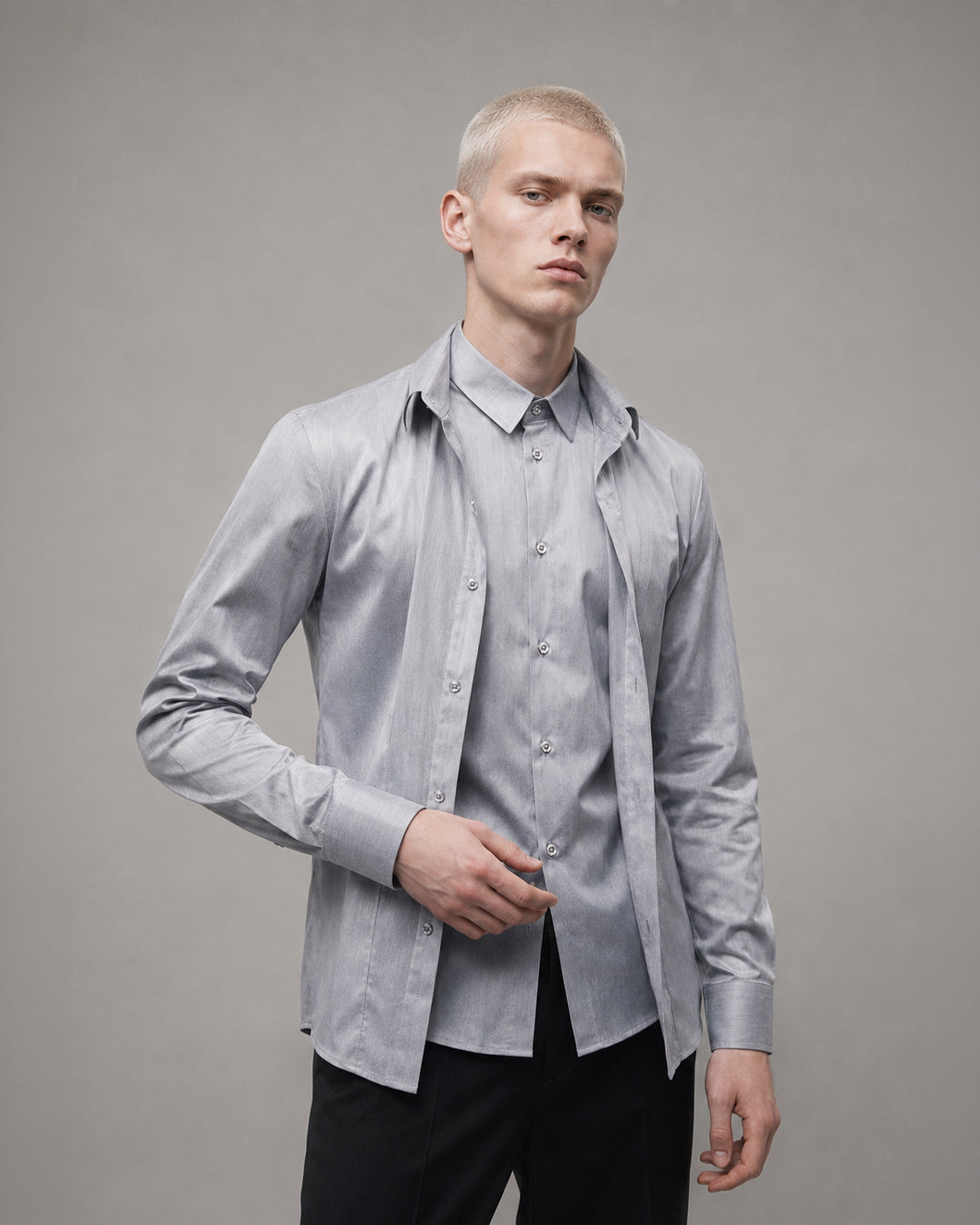 Double Collar Shirt Grey