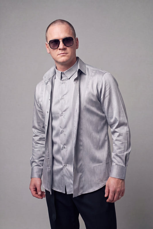 Double Collar Shirt Grey