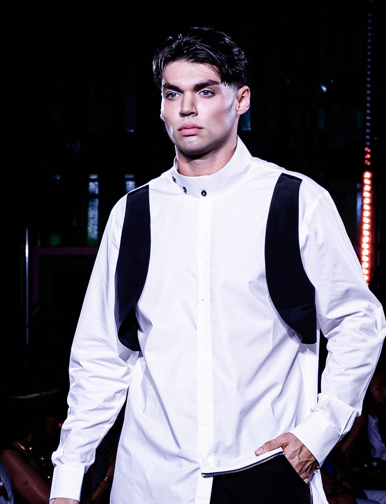 WON Asymmetrical Zip-Hem Shirt White
