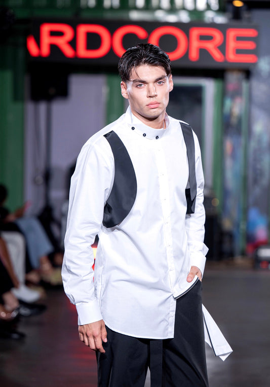 WON Asymmetrical Zip-Hem Shirt White