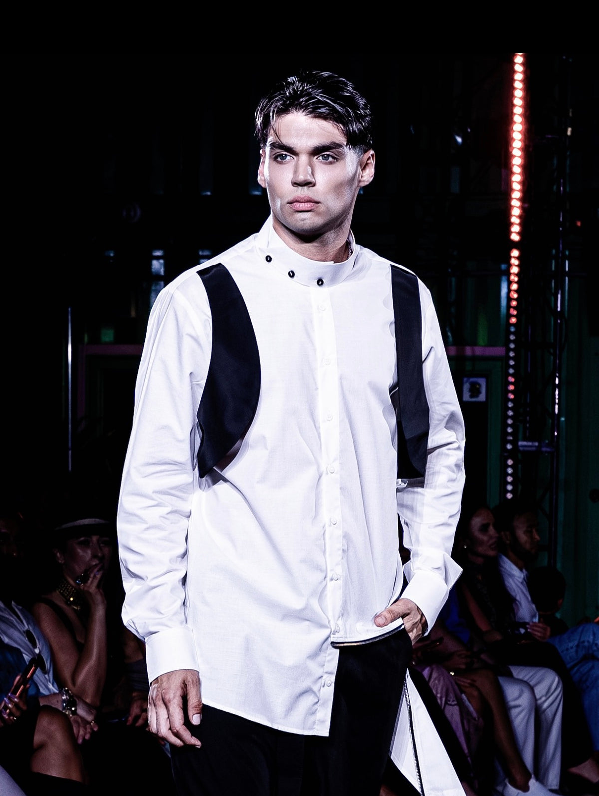 WON Asymmetrical Zip-Hem Shirt White