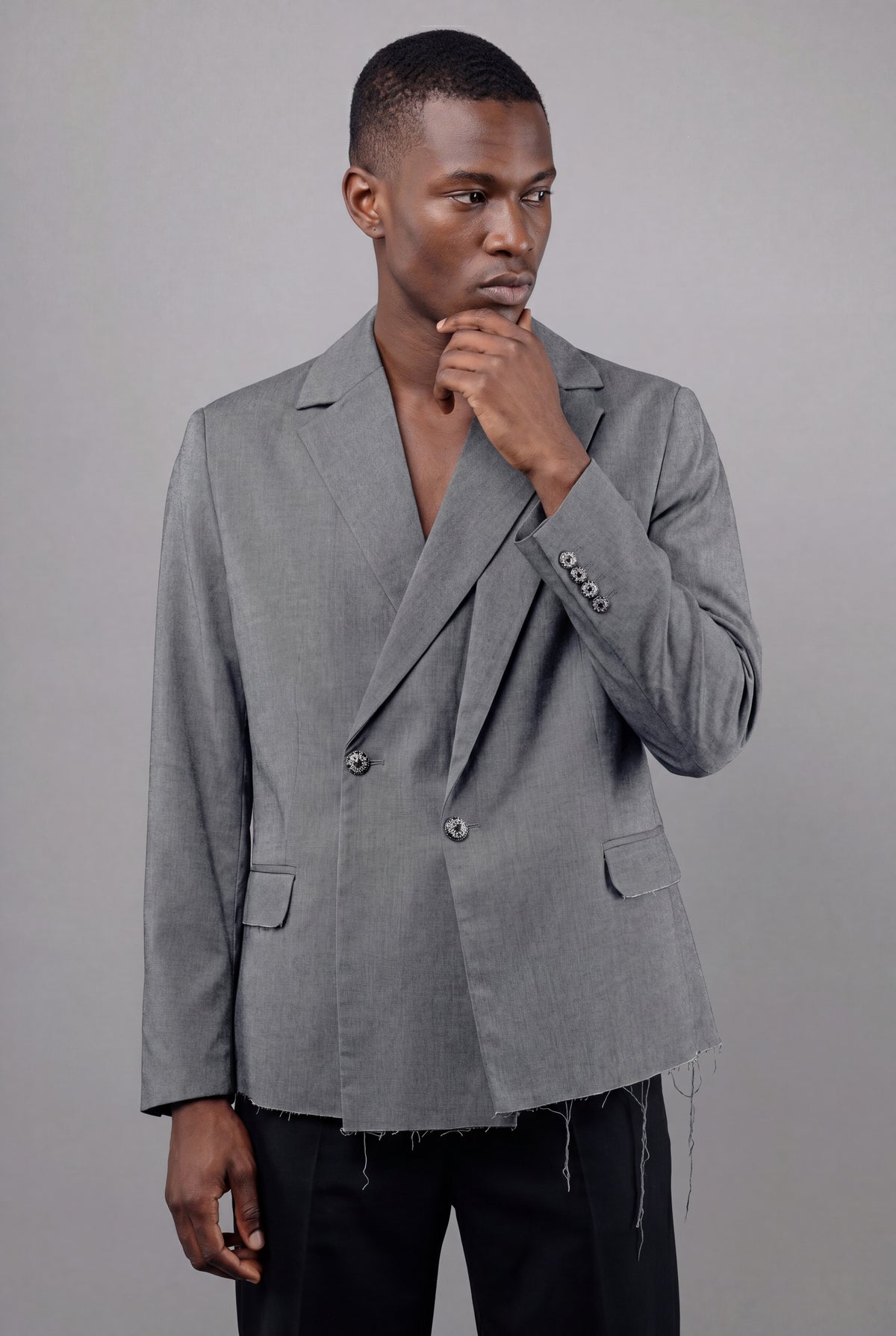 The Laureate Asymmetrical Grey Suit Jacket