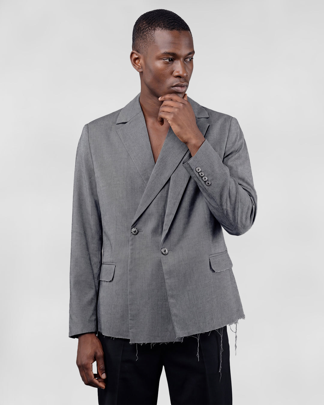 The Laureate Asymmetrical Grey Suit Jacket