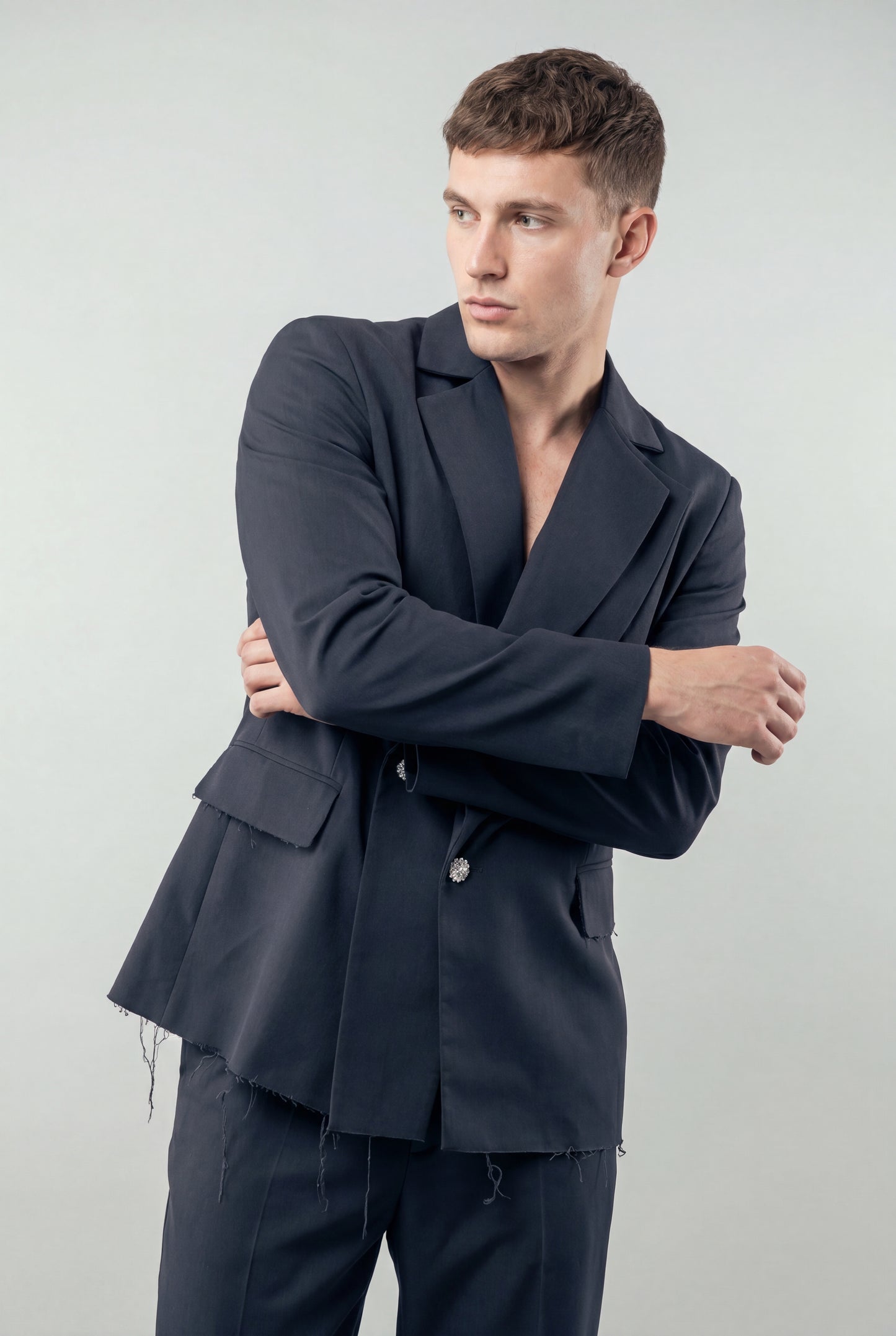 The Laureate Asymmetrical Black Suit Jacket