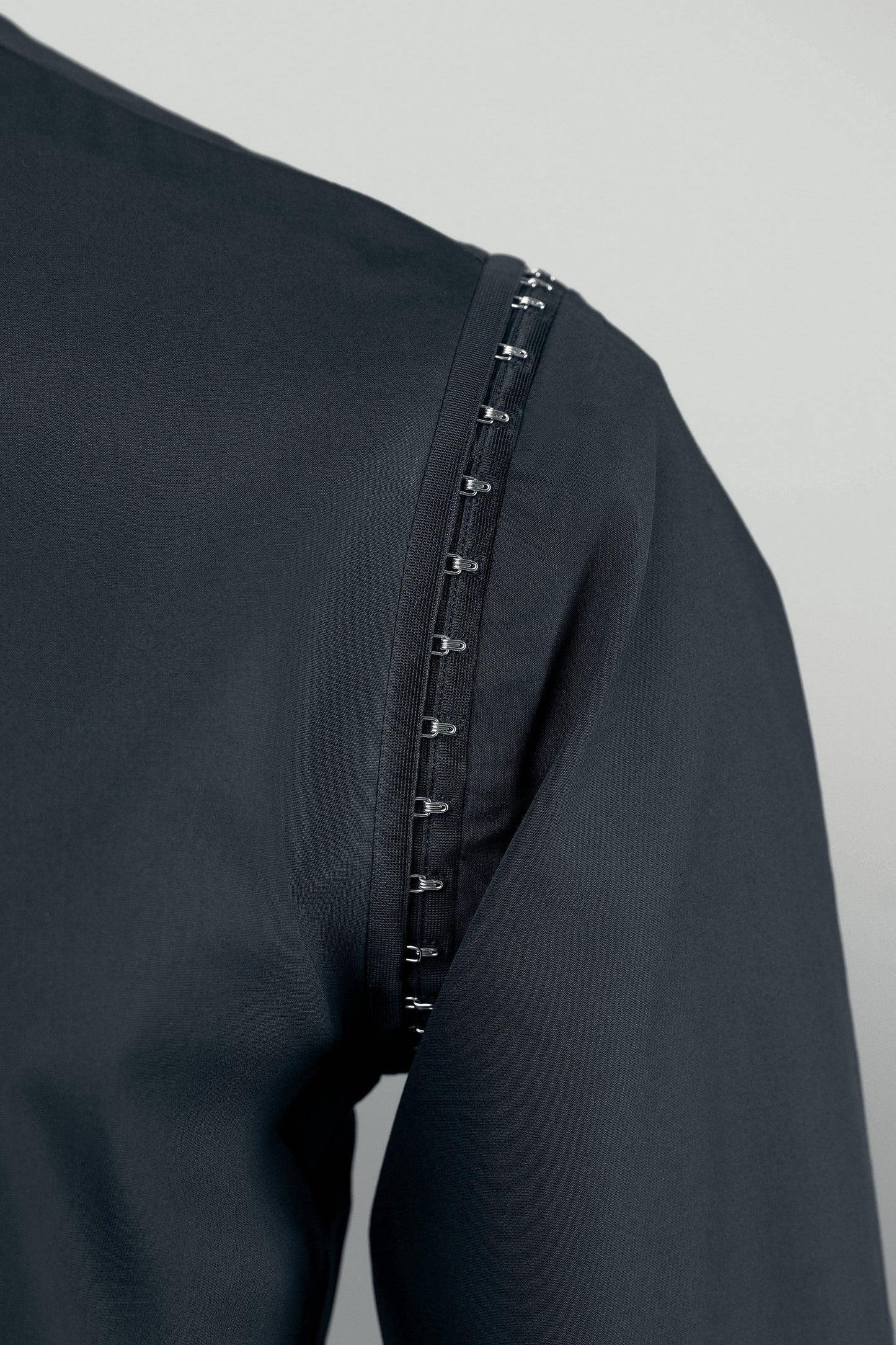 KY Asymmetrical High-Collar Black Shirt