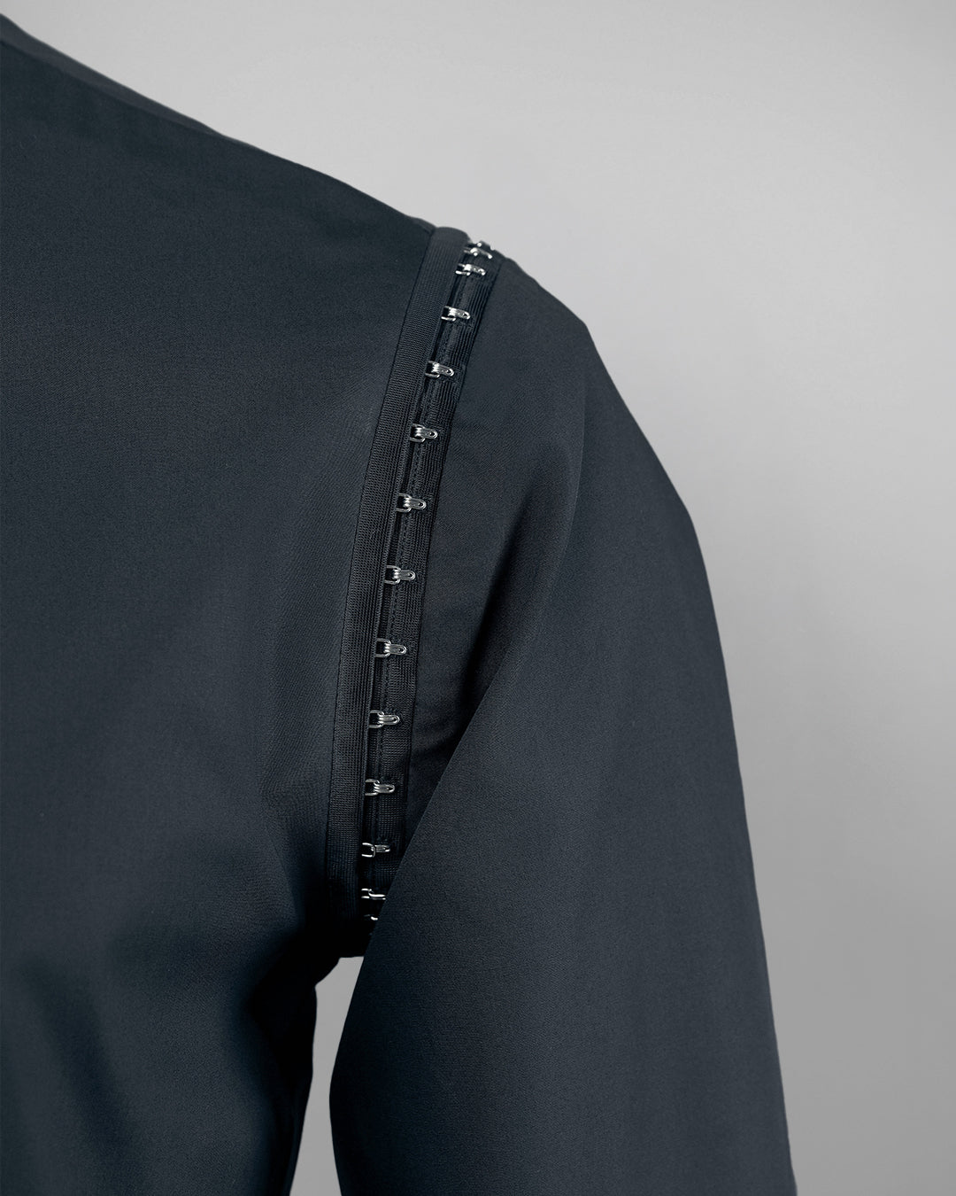 KY Asymmetrical High-Collar Black Shirt