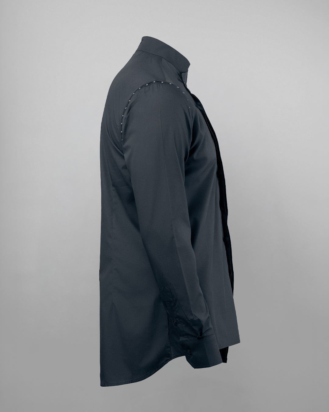 KY Asymmetrical High-Collar Black Shirt