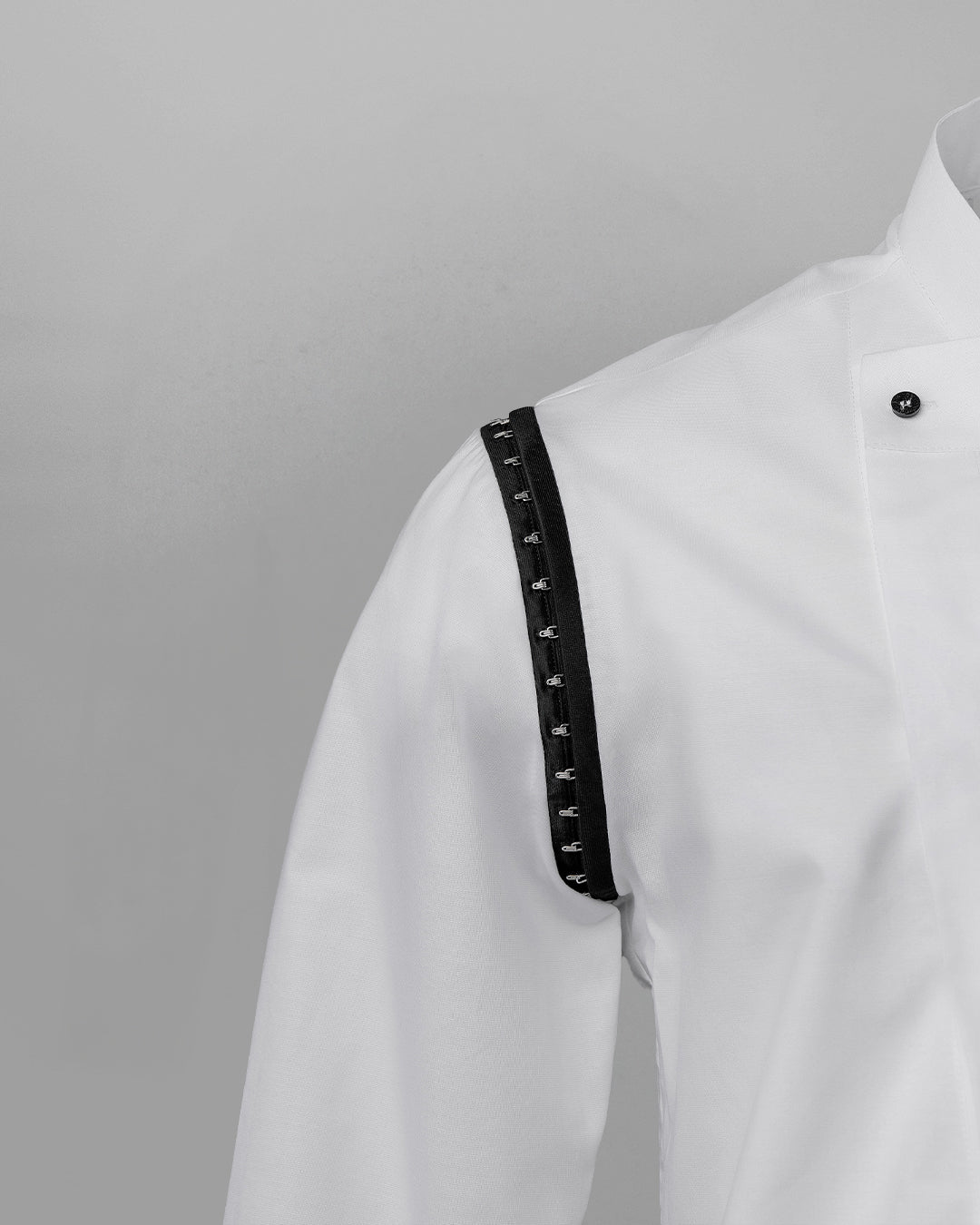 KY Asymmetrical High-Collar White Shirt