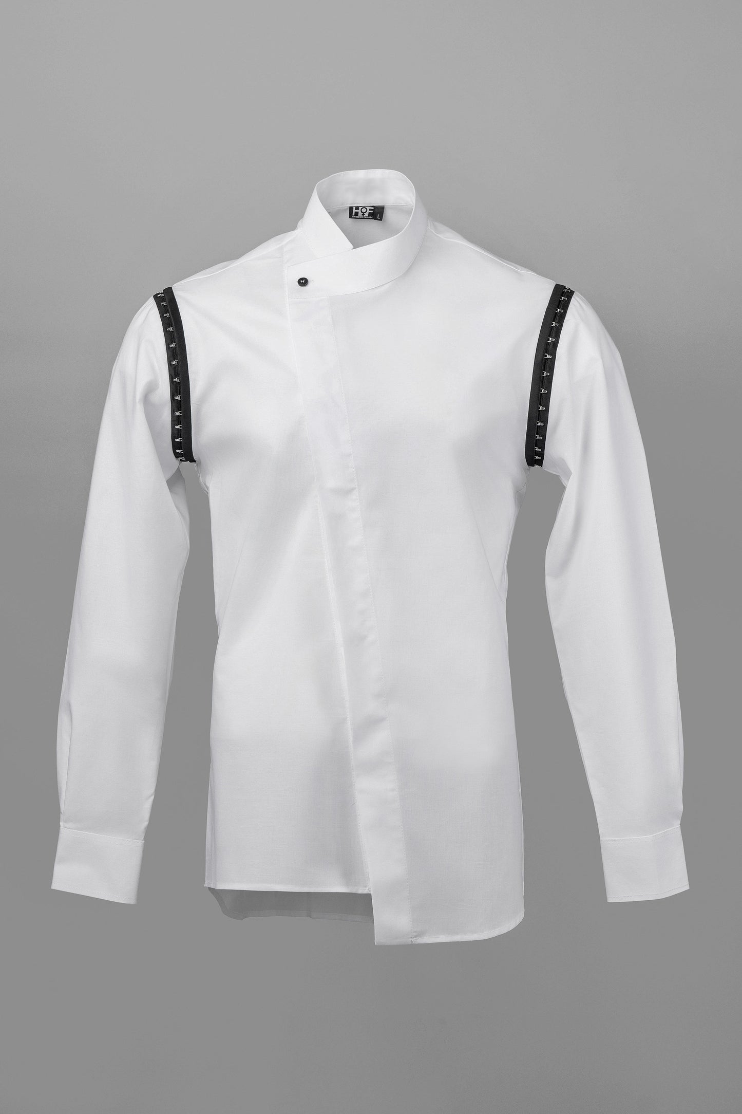 KY Asymmetrical High-Collar White Shirt