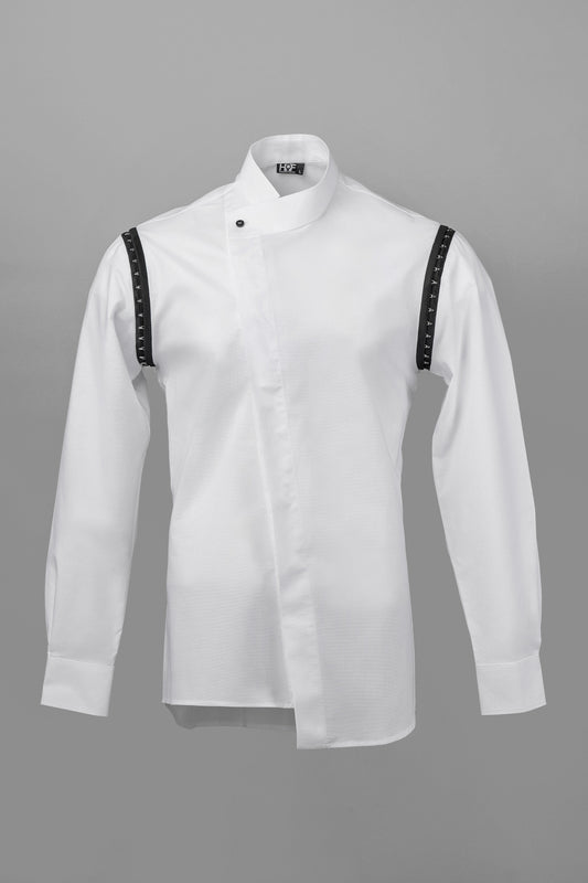 KY Asymmetrical High-Collar White Shirt