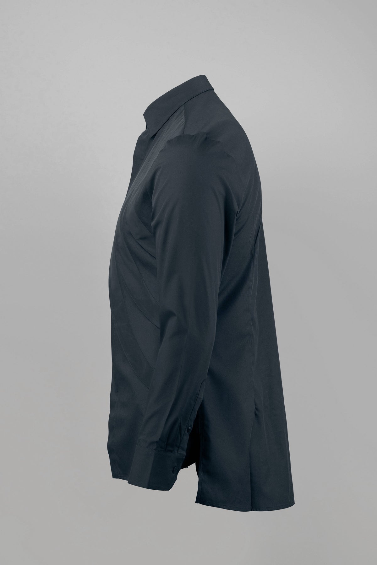 Three Line Black Shirt Draped Shirt | Avant-Garde Pleated Front Long Sleeve Dress Shirt