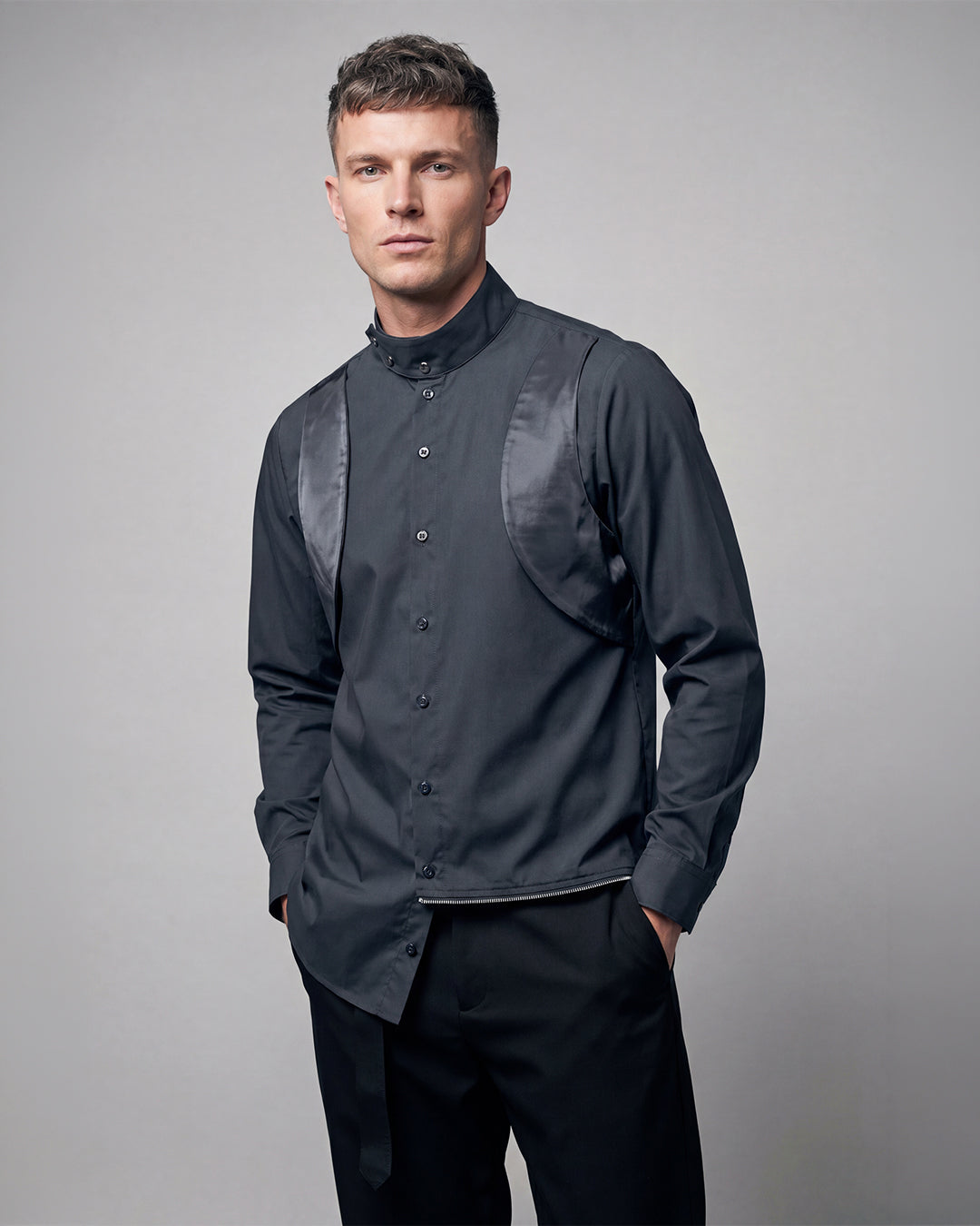 WON Asymmetrical Zip-Hem Shirt Black – Hardcore Fashion