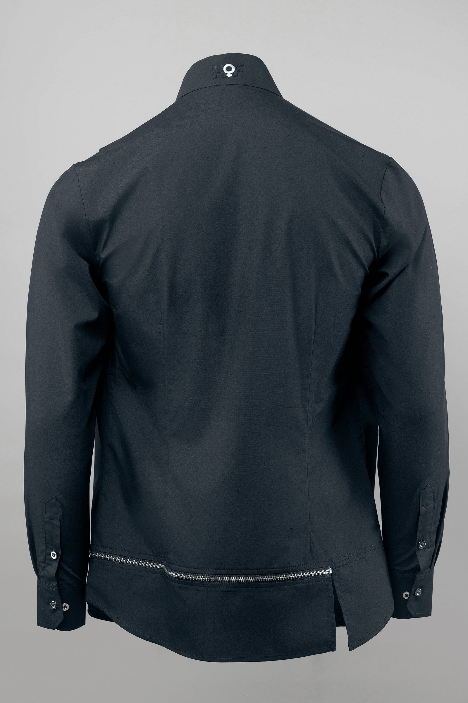 WON Asymmetrical Zip-Hem Shirt Black