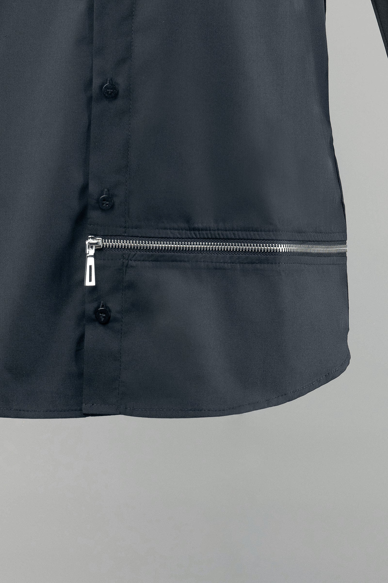 WON Asymmetrical Zip-Hem Shirt Black