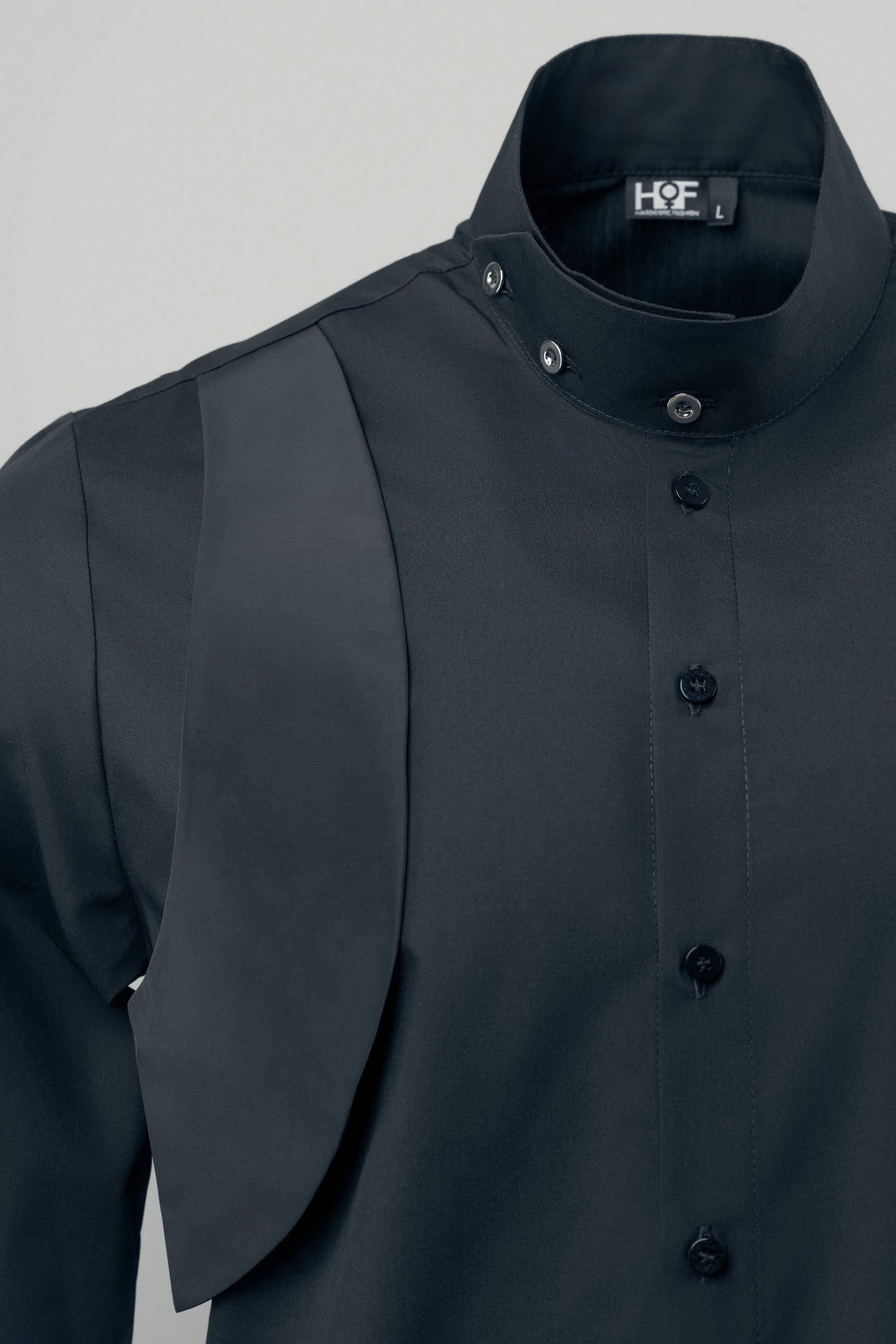 WON Asymmetrical Zip-Hem Shirt Black