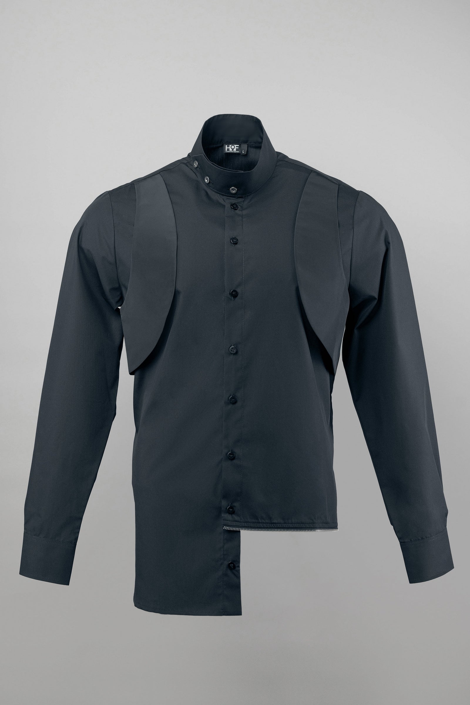 WON Asymmetrical Zip-Hem Shirt Black