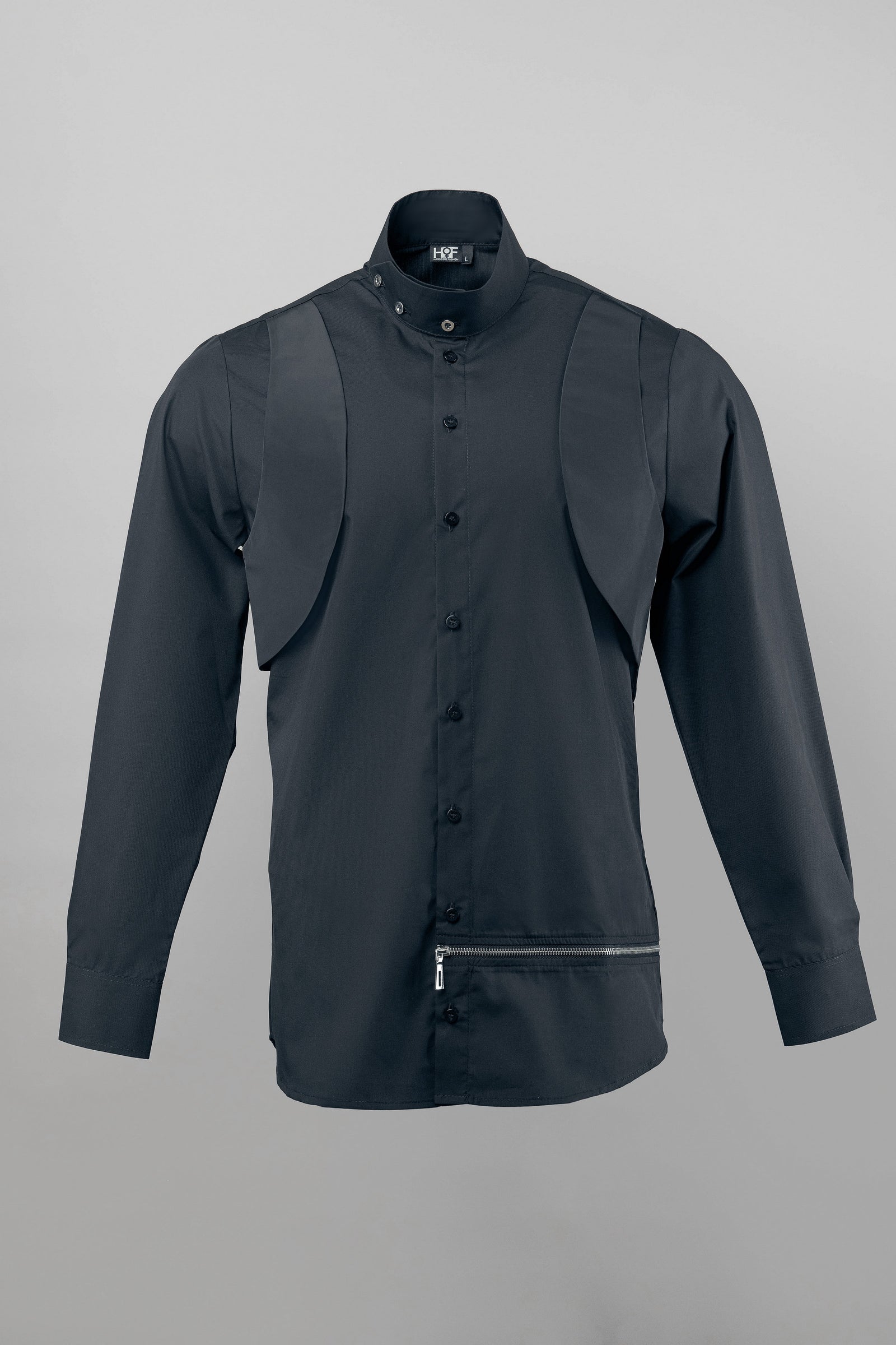 WON Asymmetrical Zip-Hem Shirt Black