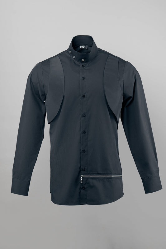 WON Asymmetrical Zip-Hem Shirt Black