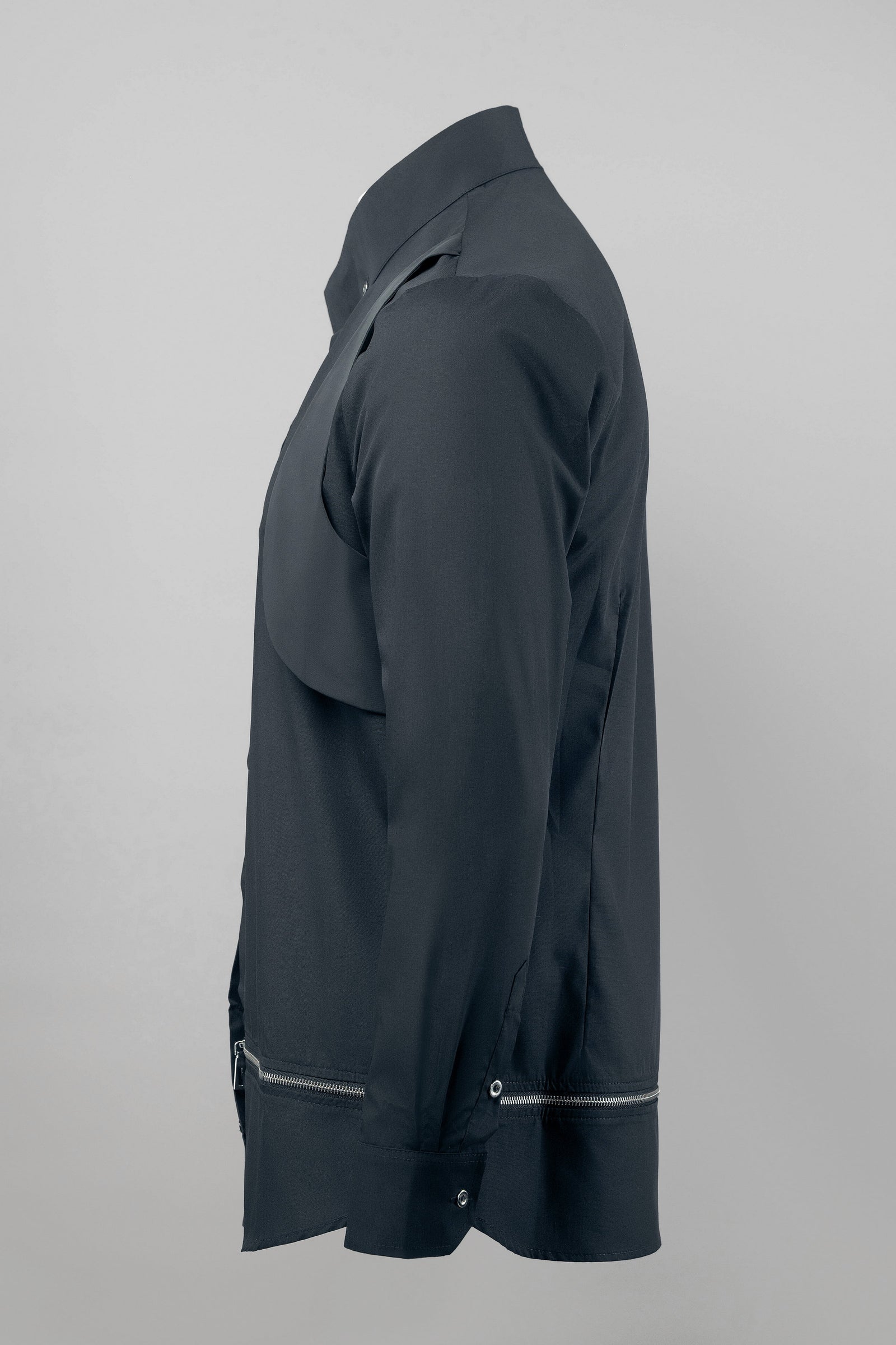 WON Asymmetrical Zip-Hem Shirt Black