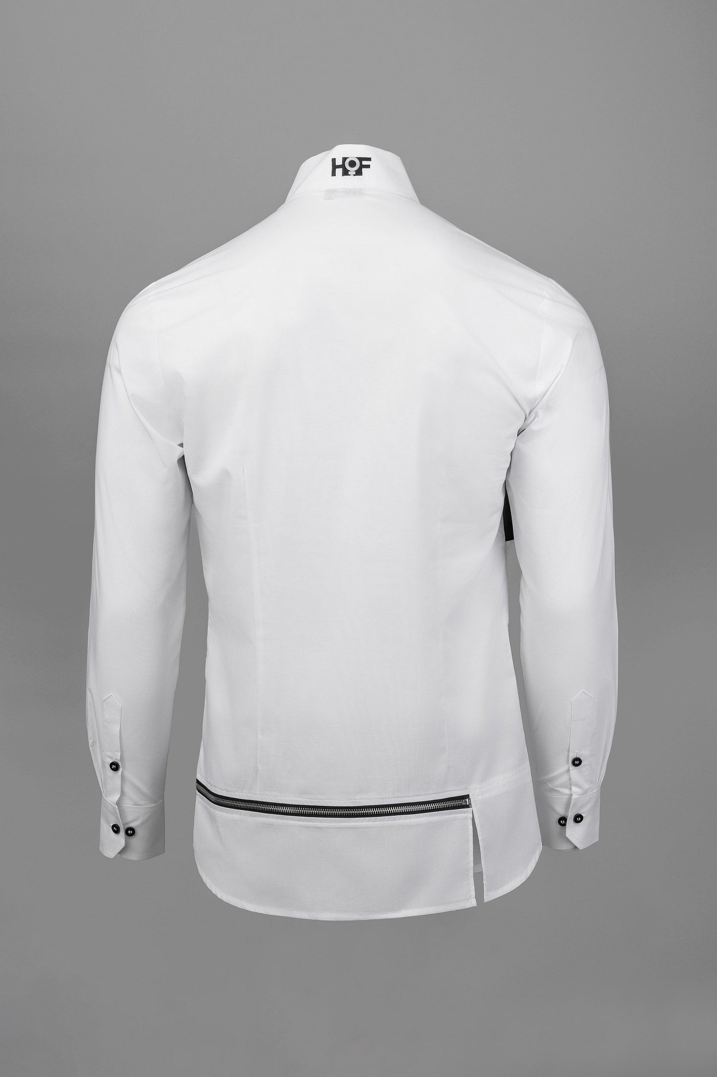 WON Asymmetrical Zip-Hem Shirt White