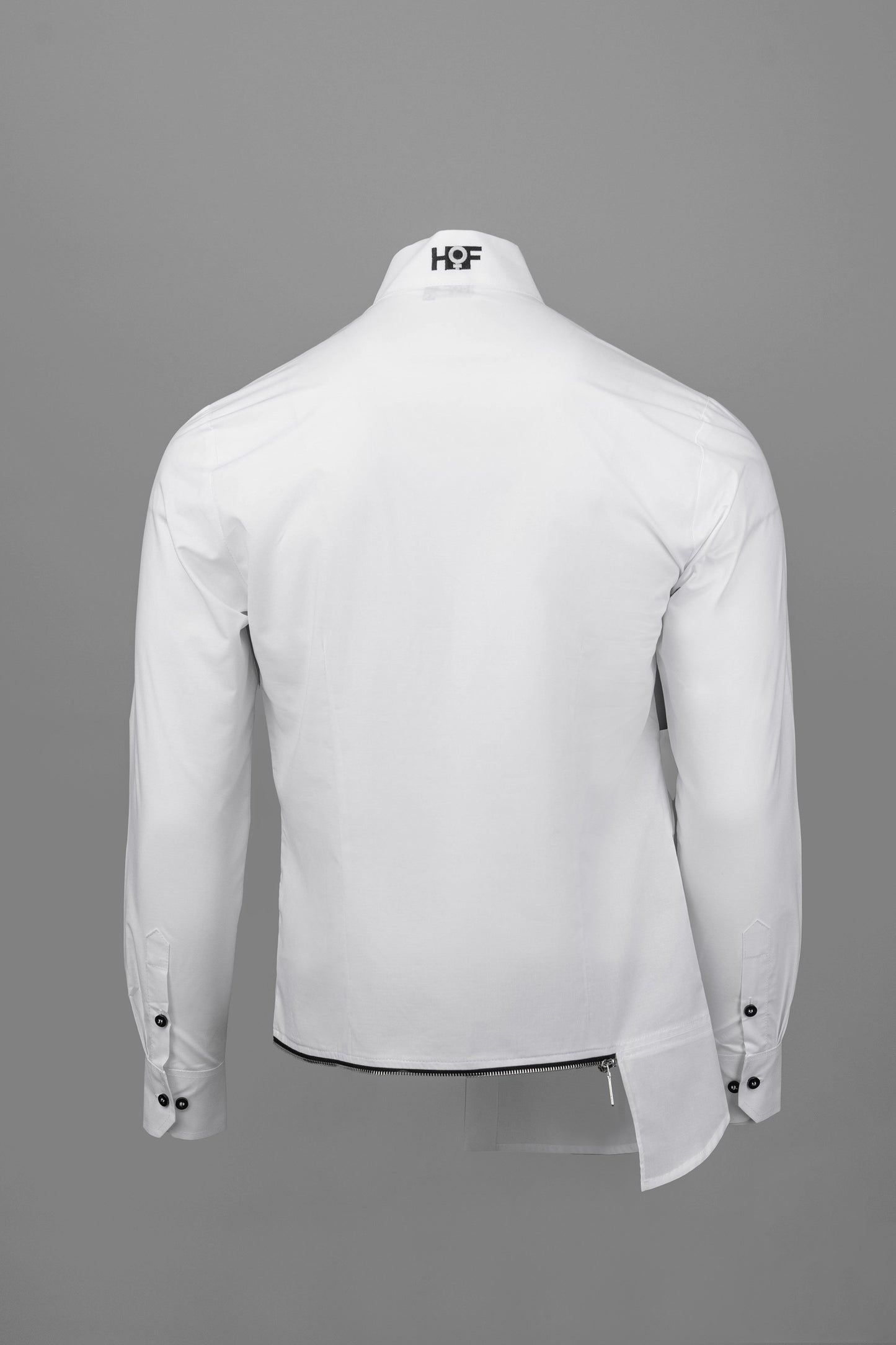 WON Asymmetrical Zip-Hem Shirt White