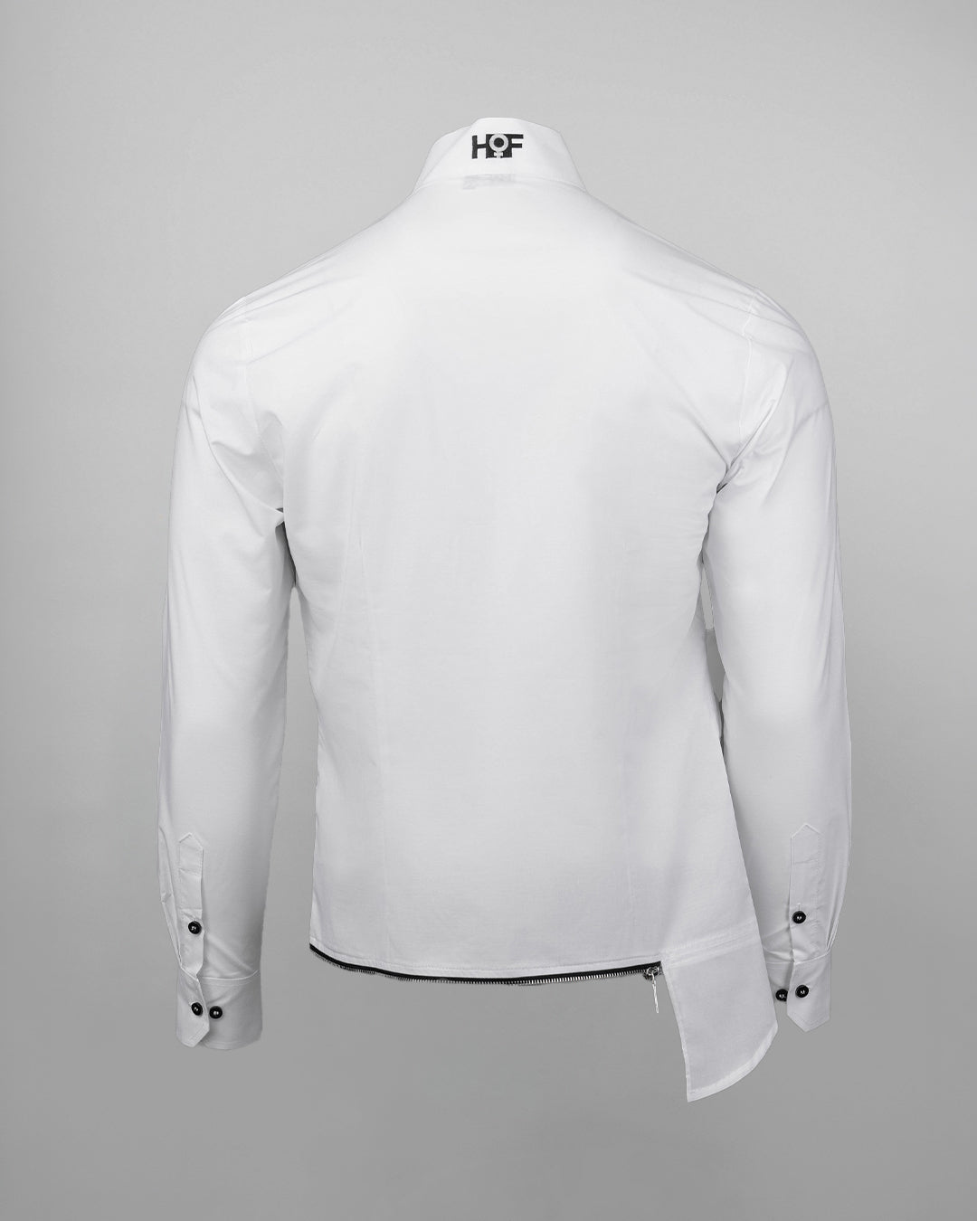 WON Asymmetrical Zip-Hem Shirt White