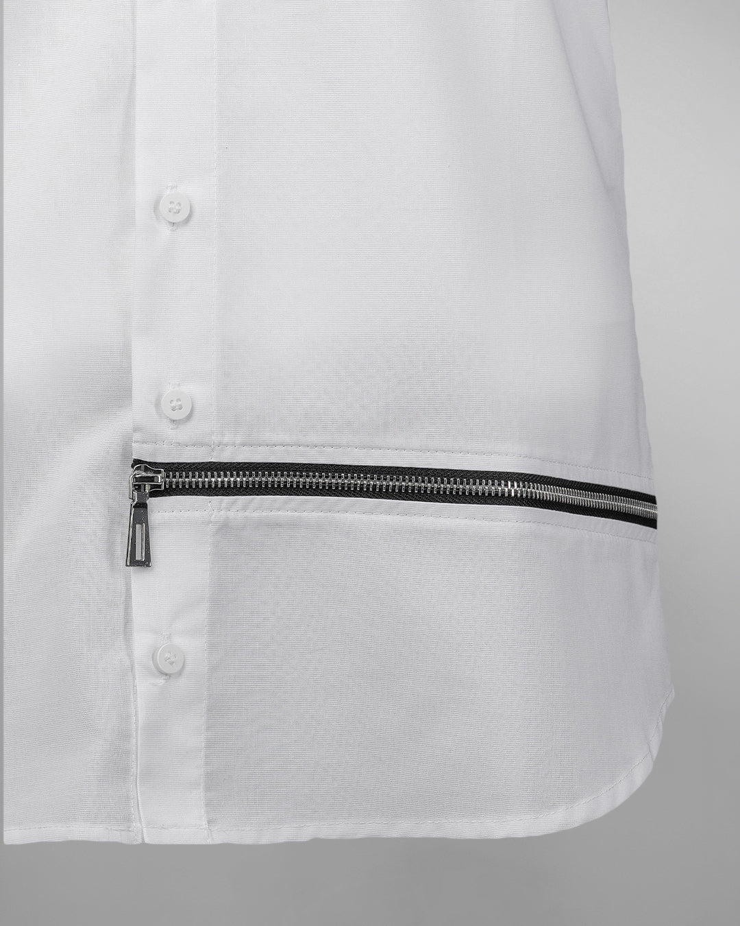 WON Asymmetrical Zip-Hem Shirt White