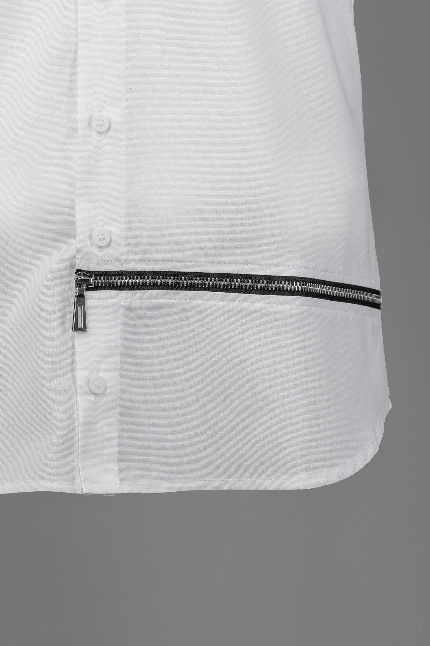 WON Asymmetrical Zip-Hem Shirt White