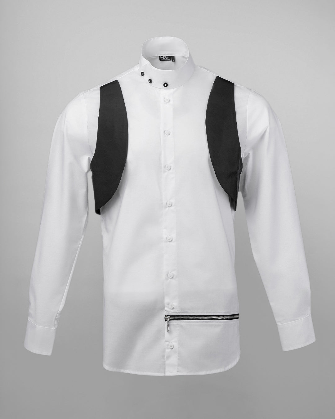 WON Asymmetrical Zip-Hem Shirt White