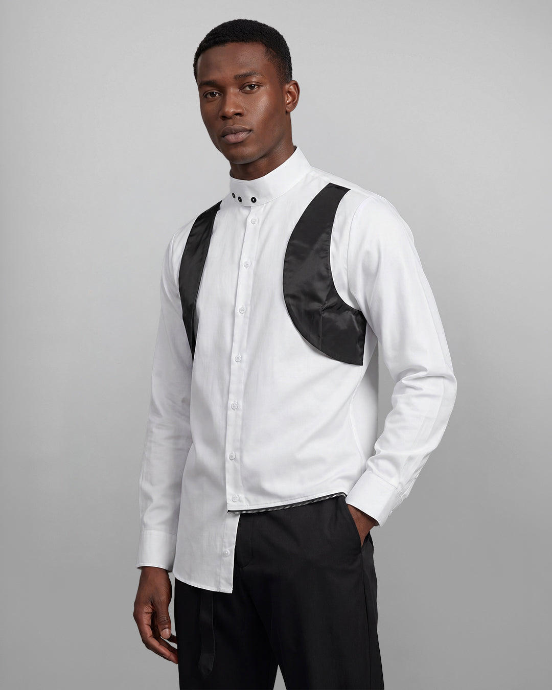 WON Asymmetrical Zip-Hem Shirt White