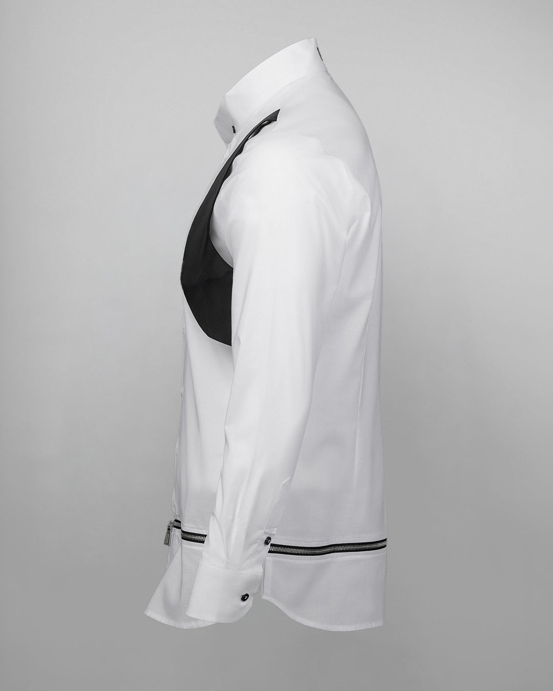 WON Asymmetrical Zip-Hem Shirt White