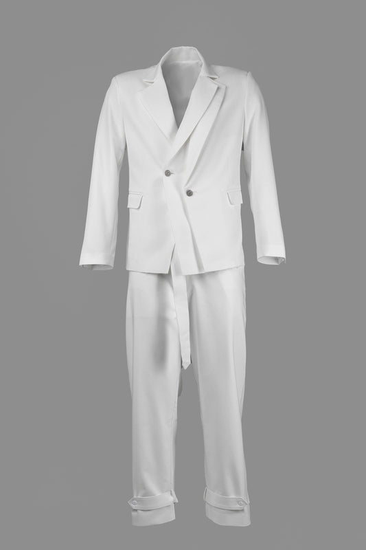 The Laureate Asymmetrical White Suit