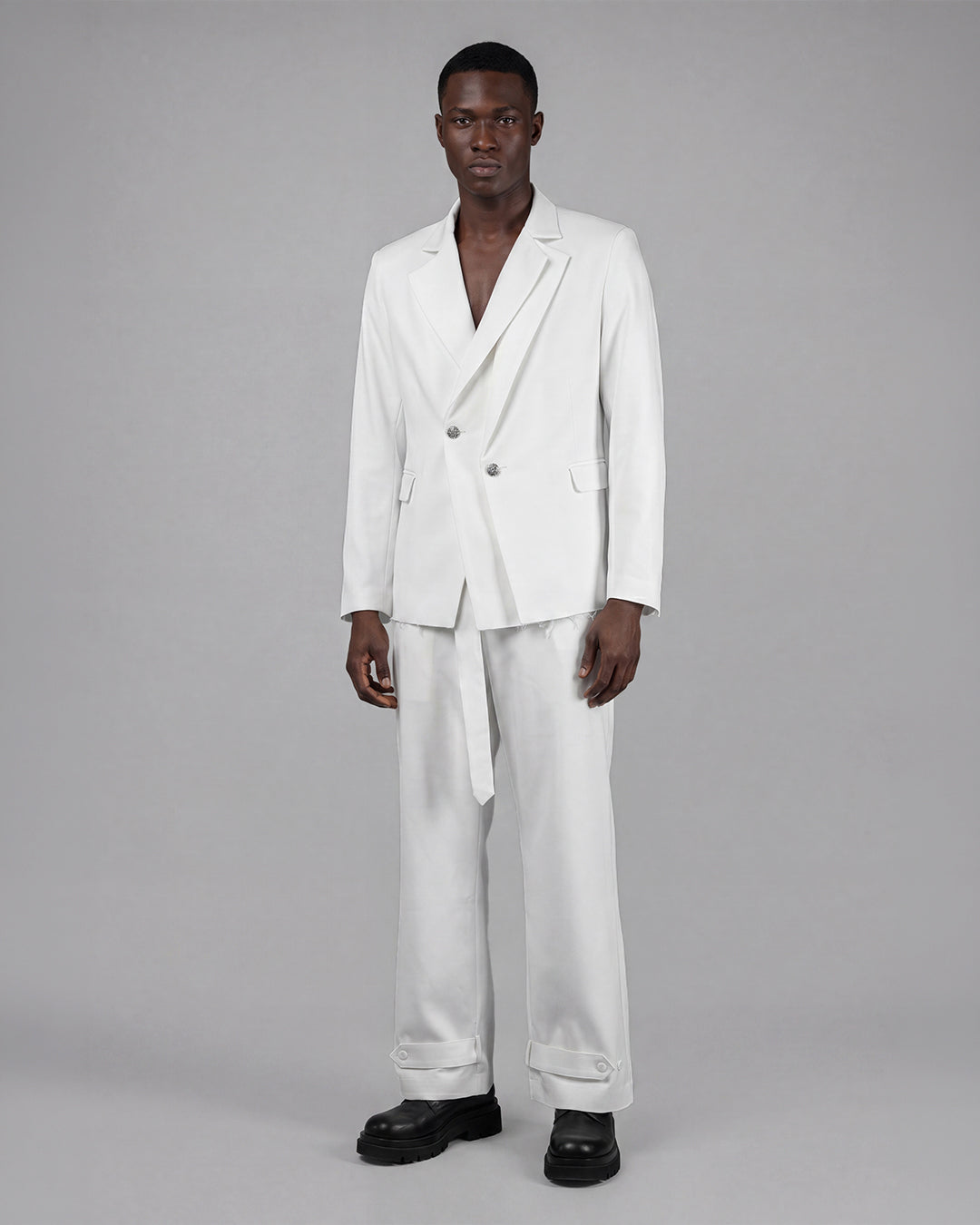 The Laureate Asymmetrical White Suit