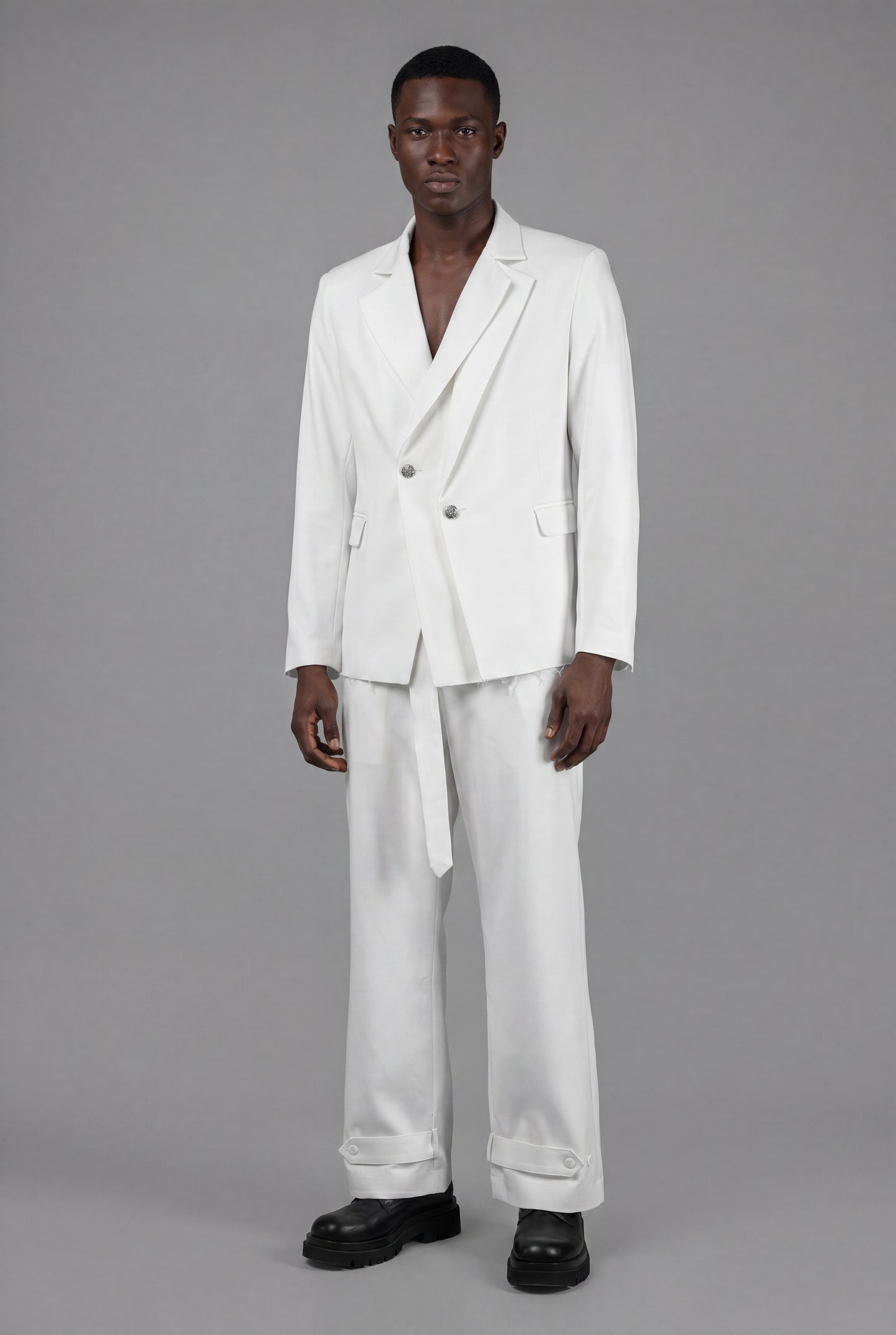 The Laureate Asymmetrical White Suit