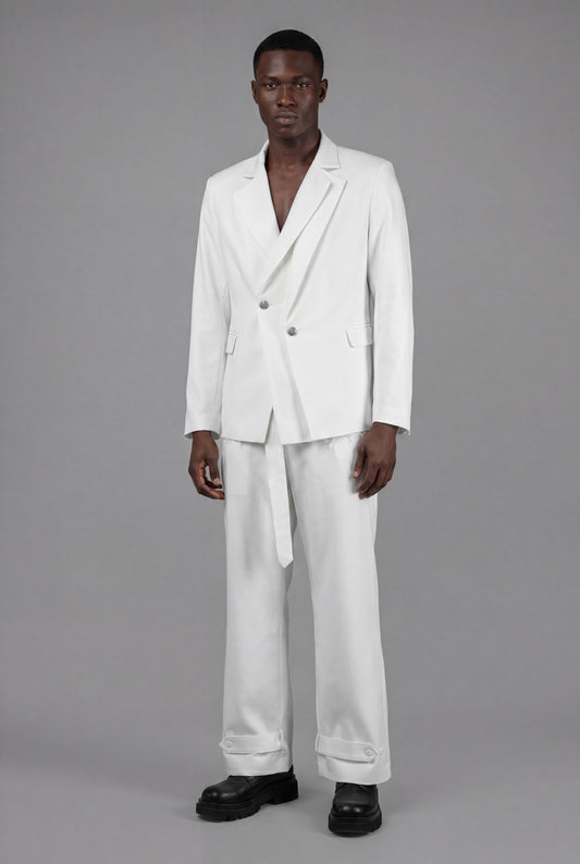 The Laureate Asymmetrical White Suit